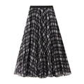 Fall Brown Plaid Skirt Women High Grade A line Large Hem High Waist Slimming Mid Length Skirt