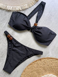 Popular Colors Solid Color Bikini Sexy Backless Split Swimsuit Nylon Bikini