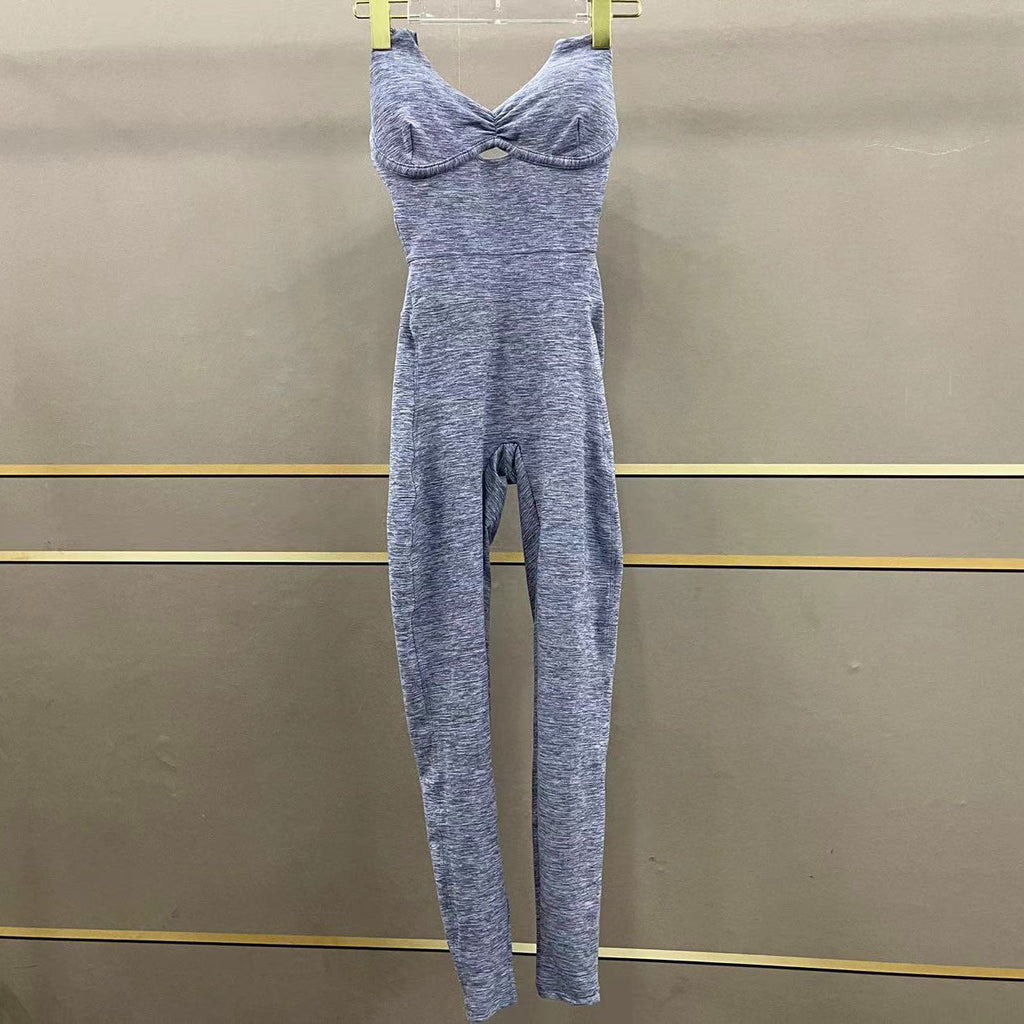 Cross Adjustable Shoulder Strap Yoga Jumpsuit Dance Belly Contracting Peach Hip Sports Stretch Tight Jumpsuit