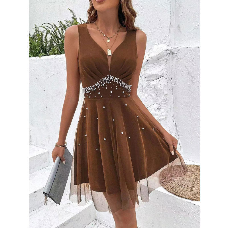 French Sleeveless Dress Women Braces Dress Sexy High Grade Dress