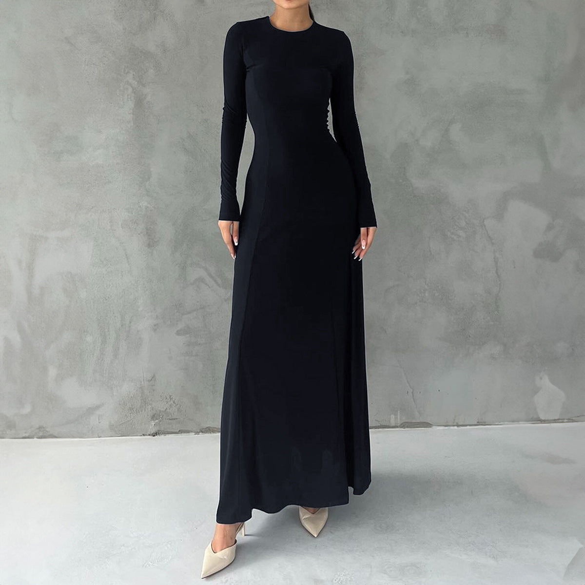 Women Clothing Autumn Elegant Long Sleeve Narrow Maxi Dress