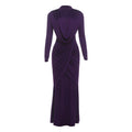 Autumn Winter Slim Half Turtleneck Solid Color Irregular Asymmetric Elegant Dress Women Clothing