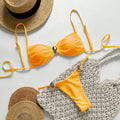 Swimwear Solid Color Bikini Sexy Lace up Bikini Lady Simple Split Swimsuit