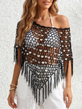 Handmade Sequ Woven Triangular Binder Vacation Tassel Shoulder Shawl Cape