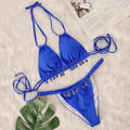 Two Piece Swimsuit Women Pink Bikini Swimsuit with Gem Embellished