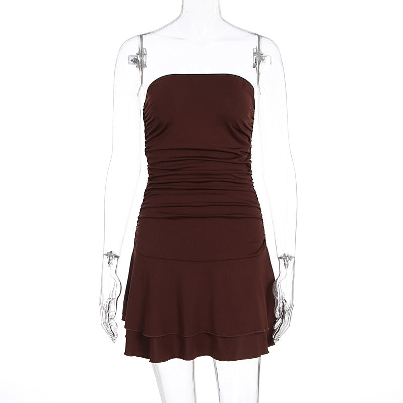 Summer Women Clothing Sexy Slim Fit Ruffled Sheath Tube Top Dress