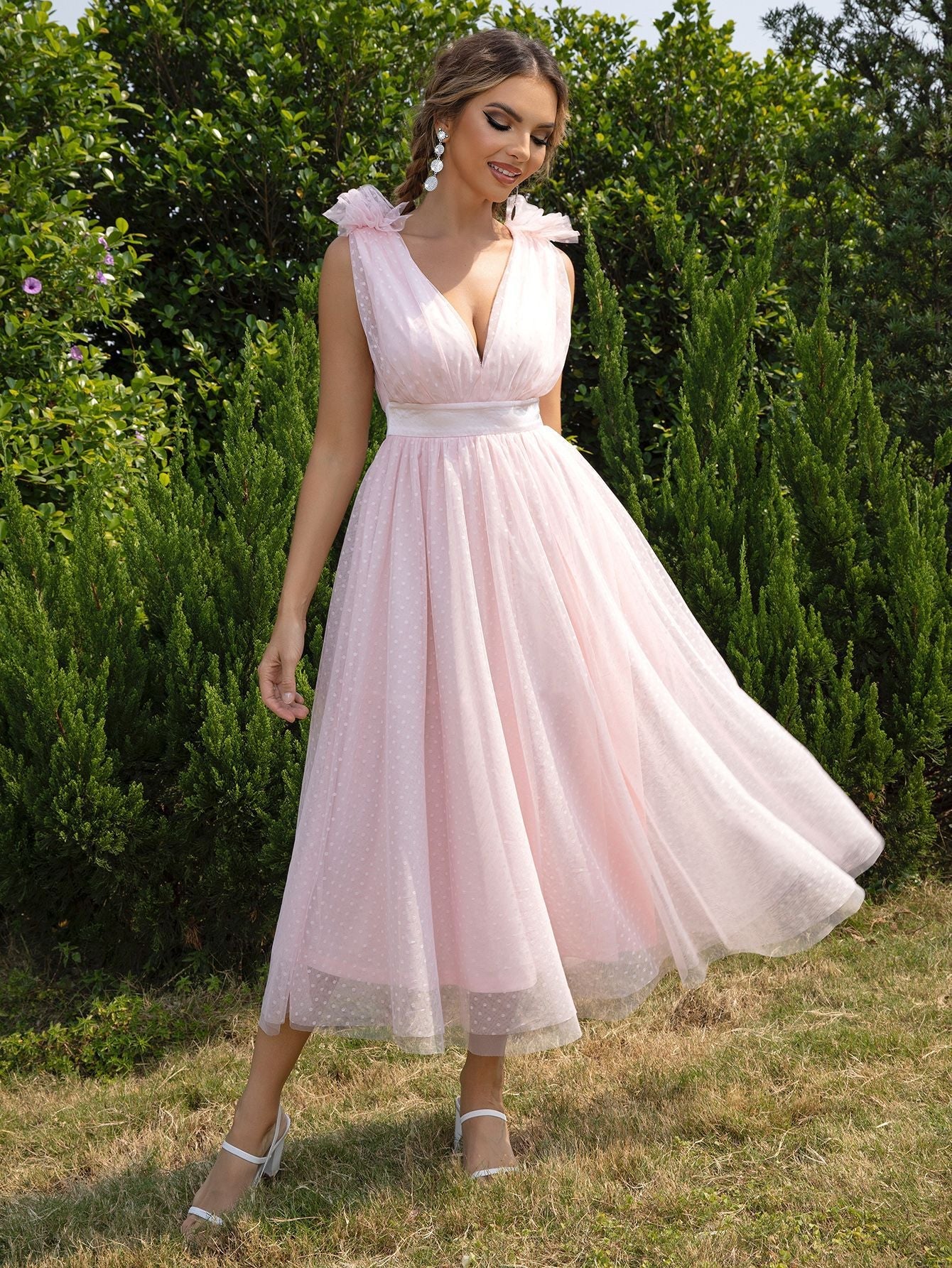 Summer Sweet Backless Gauzy Mesh Lace Up Sexy Dress