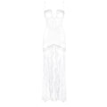 Women White Sexy Tube Top off Shoulder Lace Slim Long Wedding Dress