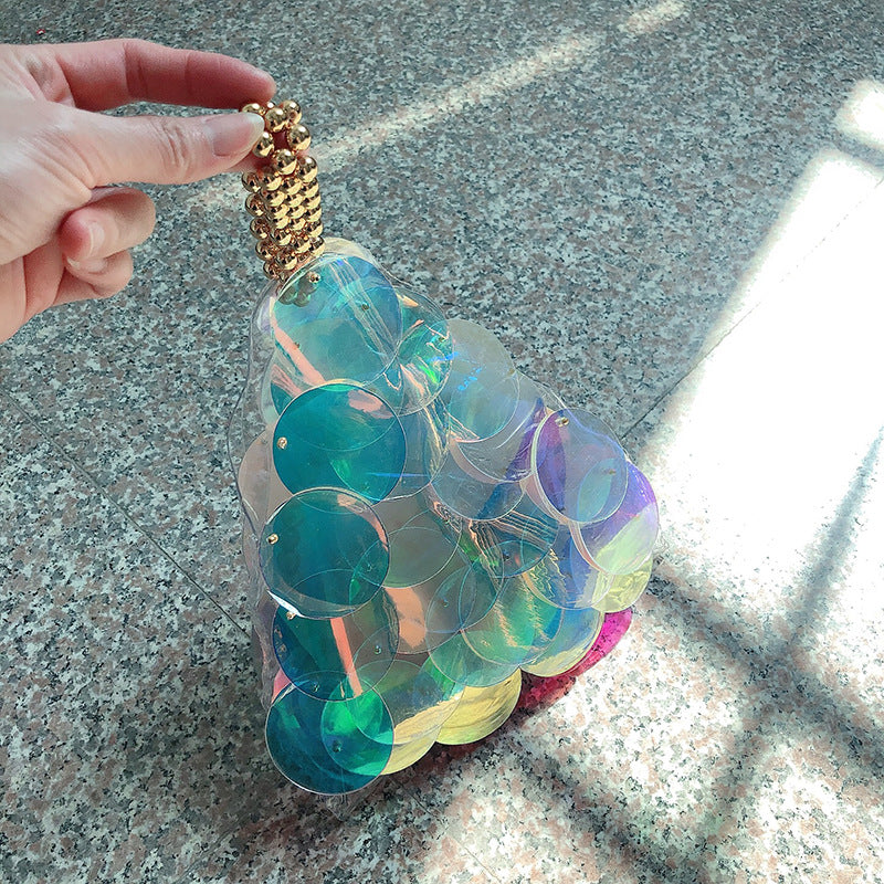 Hand Woven Chain Bag Women Niche Fairy Prawn Crackers Triangle Bag Simple Portable Shell Bag