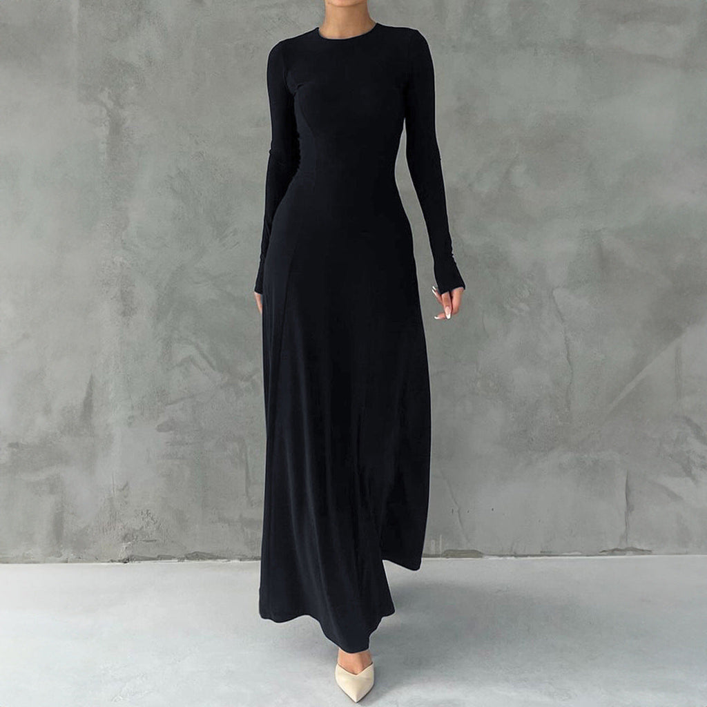 Women Clothing Autumn Elegant Long Sleeve Narrow Maxi Dress