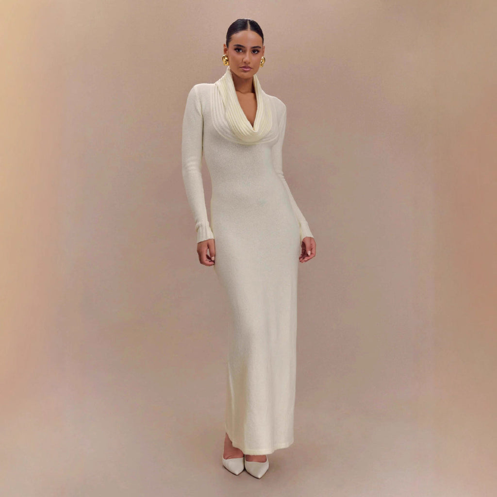 Women Elegant Waist Controlled Long Sleeves Sheath Dress