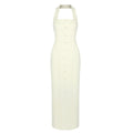 Women Clothing Summer Sleeveless Simple Decorative Buttons Square Collar Midi Dress