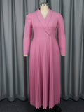 Elegant Slightly Mature Tailored Collar Dress Workplace Office Shopping Pleated Dress
