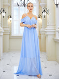 Solid Color Chiffon V neck Strap Long Elegant Slim Long Dress