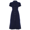 Women Basic Solid Color Knitted Breasted Polo Collar Short Sleeve Dress Elegant Dress