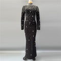 Heavy Industry Beads Diamond Long Sleeve Bandage One Piece Dress Evening Party Elegant Graceful Formal Dress