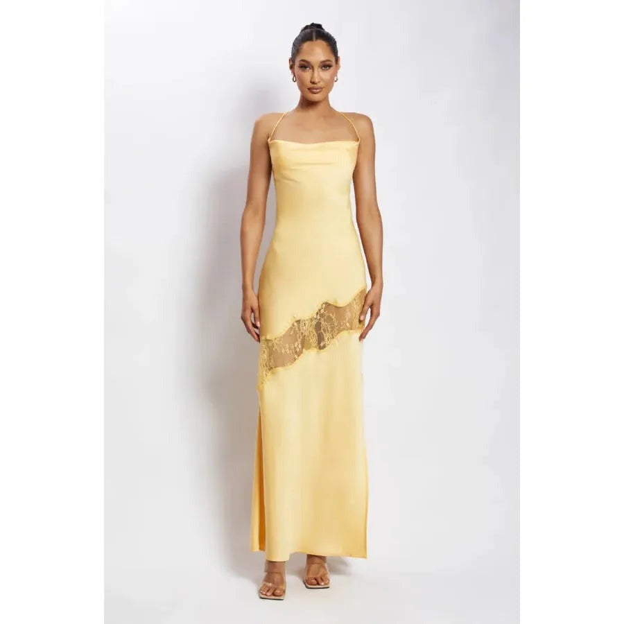 Dress Summer Sling Backless Gauzy Stitching Elegant Dress (3 Colors)