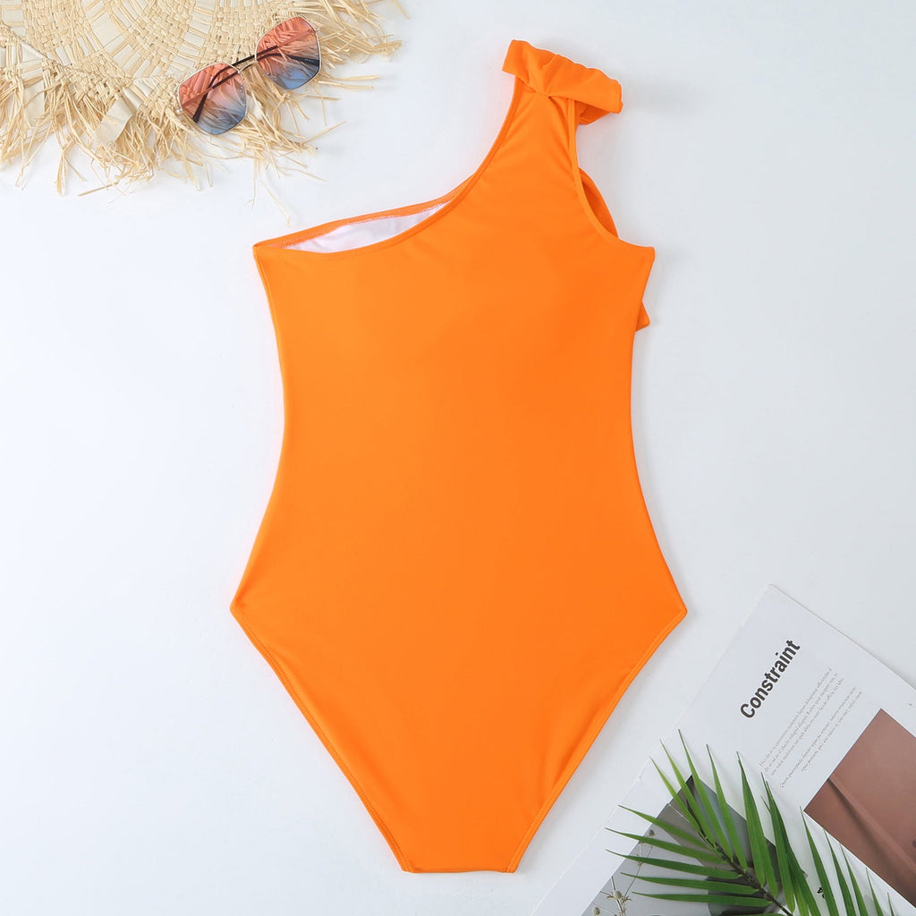 Sexy Swimsuit Women Spring One-Shoulder Swimsuit Chiffon Split Beach Skirt Set