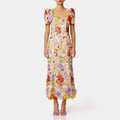 Light Luxury Three Dimensional Floral Embroidered Dress Women Autumn Square Collar Puff Sleeve Cocktail Dress