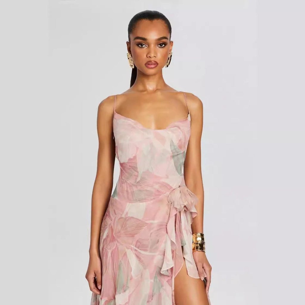 Women's Irregular Oblique Ruffled Skirt With Suspenders