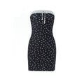 Sexy Women Dress Wrapped Chest Pleated Polka Dot Color Contrast Patchwork Slim Dress