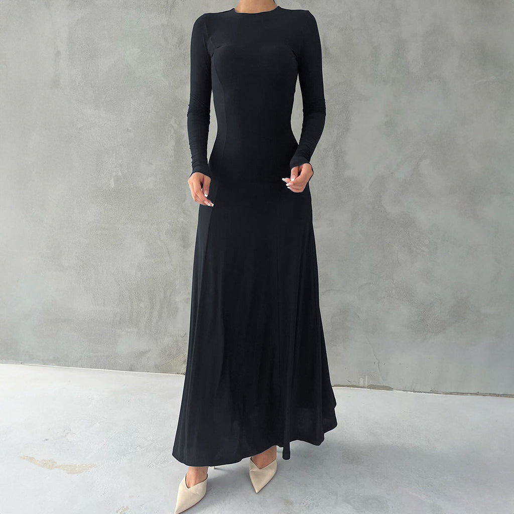 Women Clothing Autumn Elegant Long Sleeve Narrow Maxi Dress