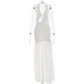 Women Dress Elegant Halter Sexy Cutout Pleated Backless Sheath Dress