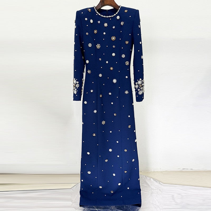 Star Heavy Industry Beads Diamond Slim Maxi Dress Formal Dress