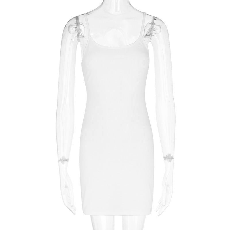 Summer Women Solid Color Cami Dress Sexy Slim Hip Dress