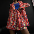 Autumn Women Clothing Printed Small Suit Shorts Set Two Piece Set