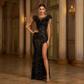 Women Clothing Advanced Sleeveless round Neck Sequ Slim Sheath Cocktail Fishtail Evening Dress