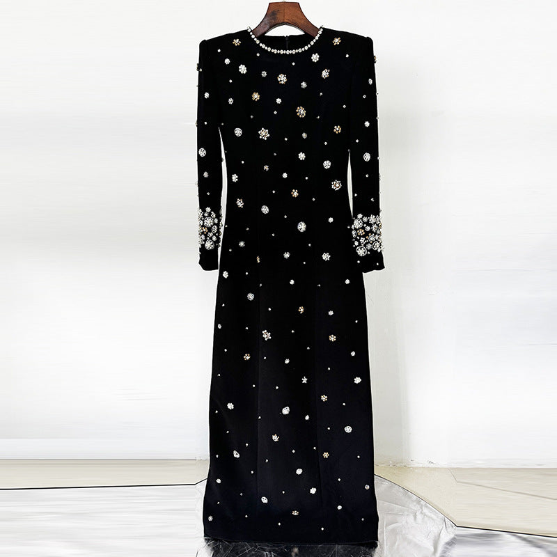 Star Heavy Industry Beads Diamond Slim Maxi Dress Formal Dress