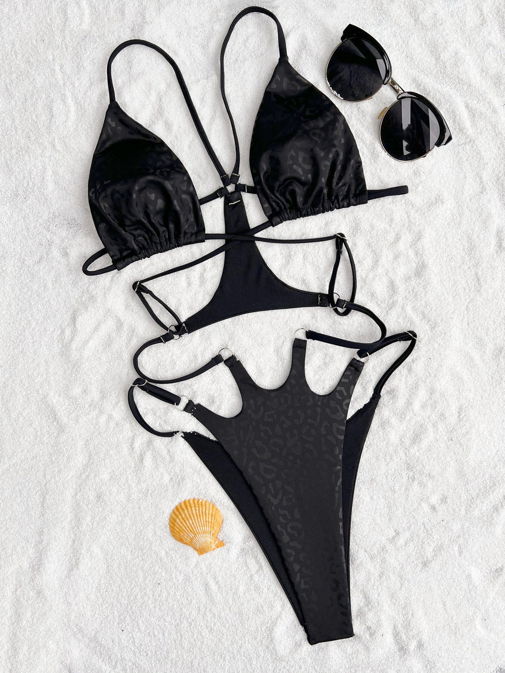 Women Bikini Double One Piece Swimsuit Sexy Bikini Swimsuit Women Backless Swimsuit Solid Color