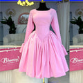 Women Clothing Spring Elegant round Neck Long Sleeve Tied Lace High Waist A line Dress