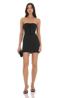 Black Tube Top Collar Bow Dress Sexy Evening Dress Women Commuting Wear Dress