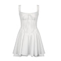 Sweet Spicy Women Tube Top Cami Dress Lace Stitching Ballet Waist Shaping Bra A line Dress