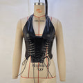 Women Clothing Faux Leather Halter Sexy Lace up Tight Waist Vest Women Clothing