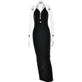Spring Summer Elegant Collared Dress Sexy Backless Slit Slimming Dress