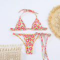 Strap Split Swimsuit Women Printed Sexy Banded Bikini