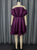 Sexy Tube Top Dress Ruffled a Hem Cocktail Waist Tight Evening Dress