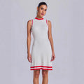 Spring Summer Dress Short Women Clothing Casual Contrast Color Knitted Dress Women