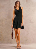 Halter Waist Controlled Pleated Sexy Dress Sexy Look Fairer Slimming Slim Women Clothing