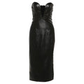 Autumn Winter Women Clothing Sexy Slim Fit Backless V neck Faux Leather Tube Top Elegant Dress