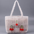 White Wallet Acrylic Cherry Large Capacity Girl DIY Beaded Handbag Bag