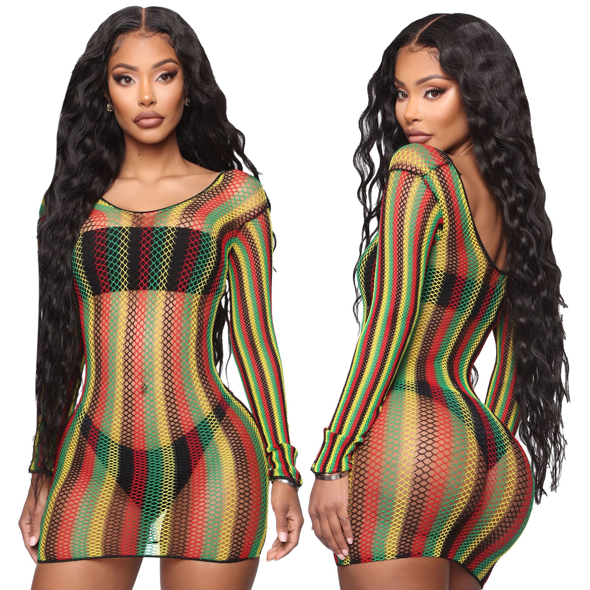 Sexy Super Elastic Diamond-Shaped Network Anti-DDOS Beach Skirt