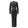 Elegant Long Sleeved Rhinestone Bandage Dress Ladies Cocktail Party Evening Dress