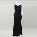 Women Clothing Sexy High Split Cami Dress Sexy Backless Long Satin Dress Evening Dress for Women