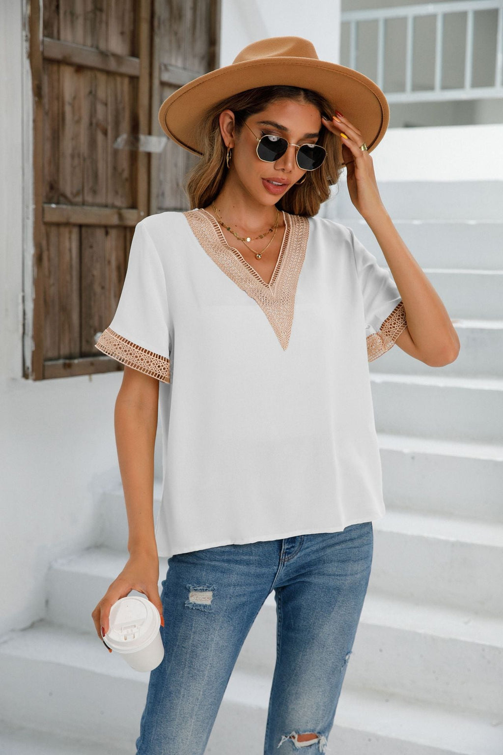 Women Clothing Popular V Neck Shirt Women Shirt Top