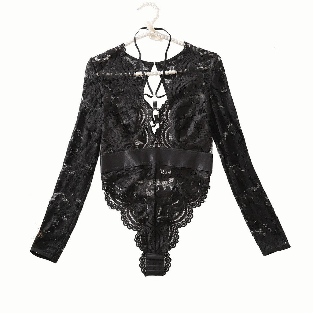 Fashion Special-interest Mesh Transparent Backless Hollow Comfort Jumpsuit