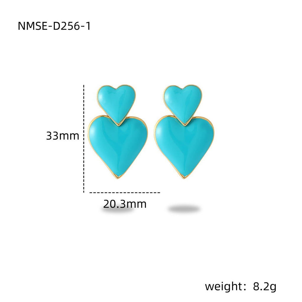 Stainless Steel Dripping Love Heart Earrings Vacuum Gold Plated Earrings Accessories